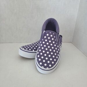 Vans Kids Purple Canvas Slip-On Sneakers with White Polka Dots